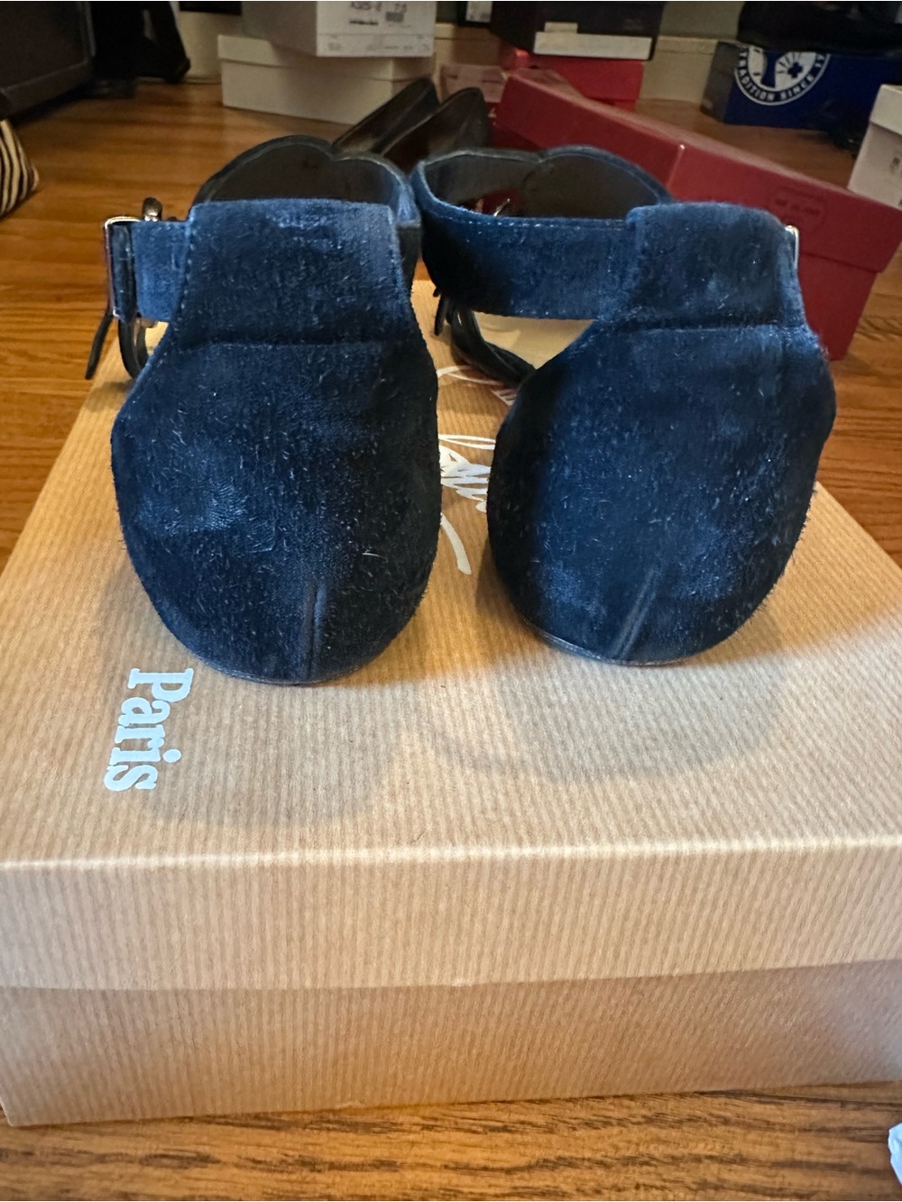 Christian Louboutin Black Suede Triple Buckle Sandals - Picture 4 of 8